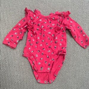 Carter's Red Floral Ruffle Bodysuit